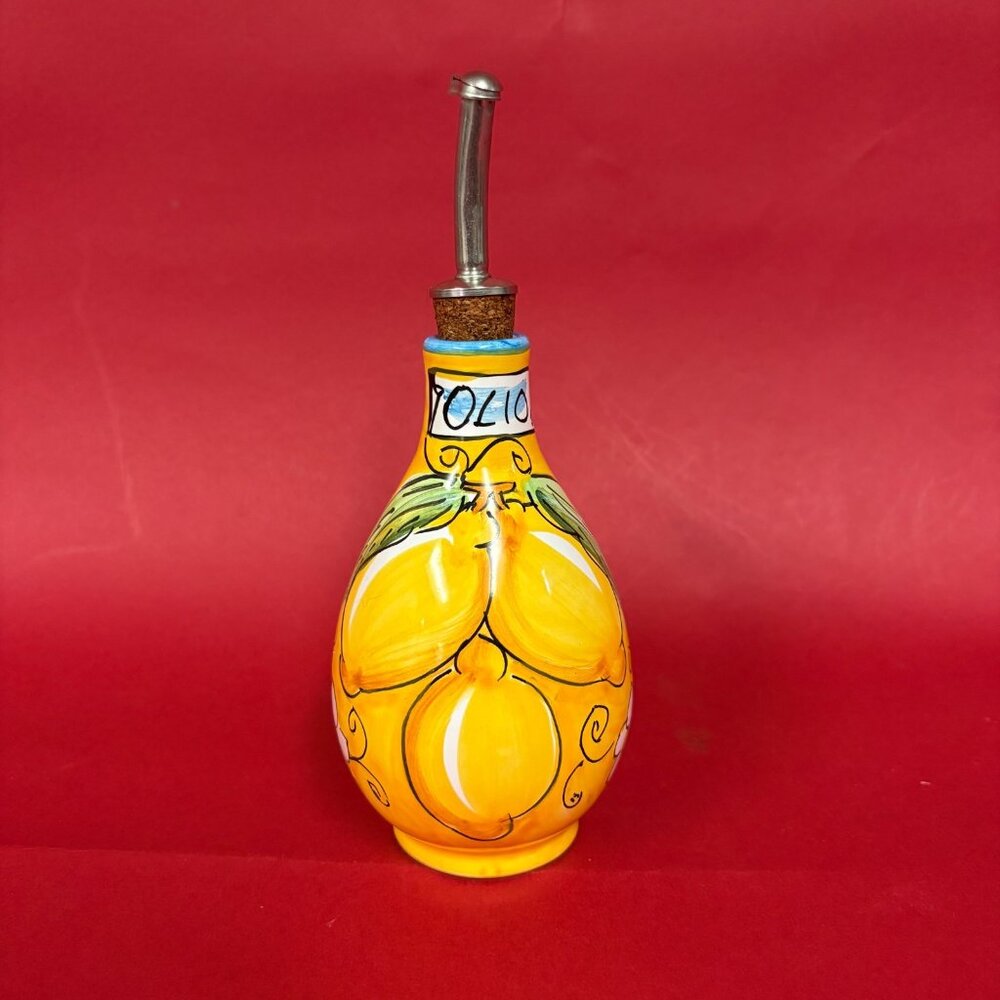 Vintage Ceramic Oil/ Olio Dispenser - Hand Painted in Sorrento Italy